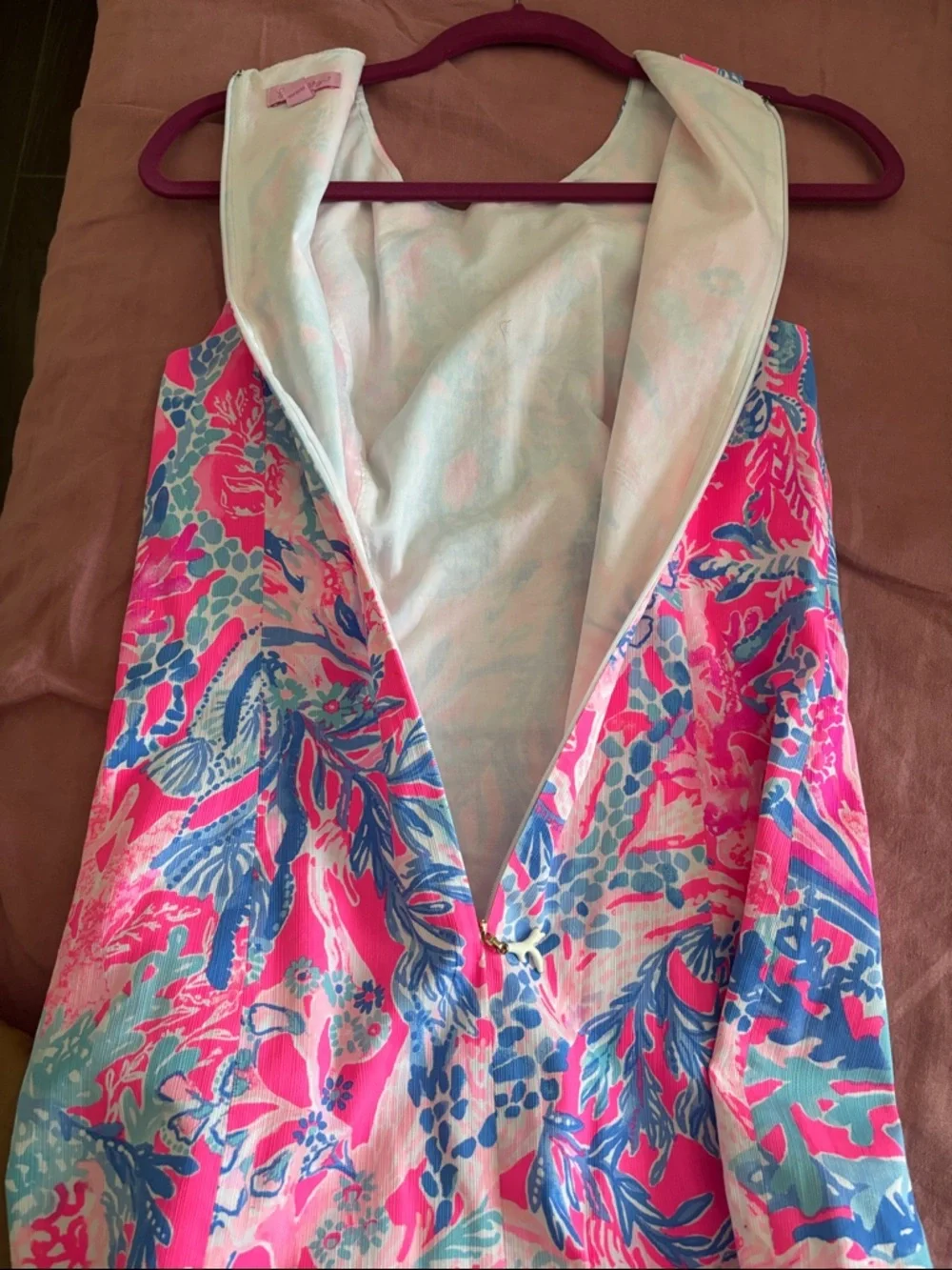 Lilly Pulitzer Pink and Blue Floral Shift Dress - Picture 11 of 12